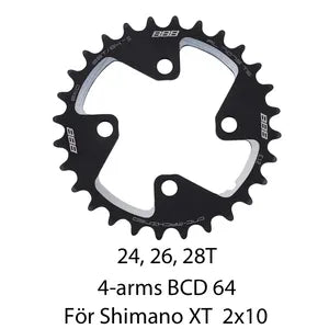 BBB Kedjedrev 24T Shimano XT FC-M785 64 BCD 2x10-växel